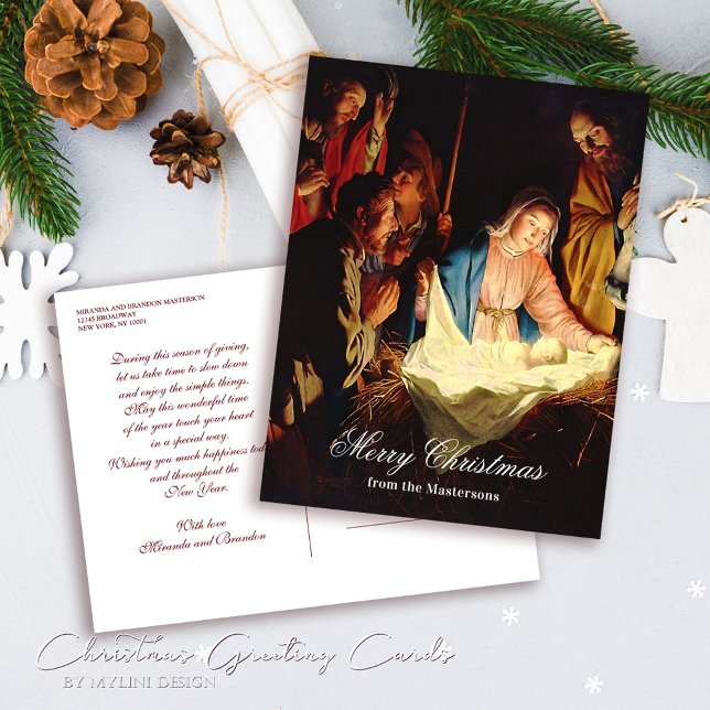 Cartes Pour Fêtes Annuelles Enfant Jésus avec Marie & Joseph Joyeux Noël (Créateur téléchargé)