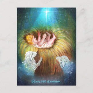 Cartes Pour Fêtes Annuelles Enfant Jésus dans une mangeoire
