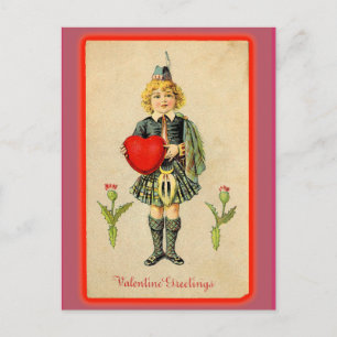 Cartes Pour Fêtes Annuelles Enfant mignon en Kilt Victorian Valentine Card