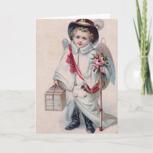 Cartes Pour Fêtes Annuelles Enfant victorien Sweet Angel garçon Noël