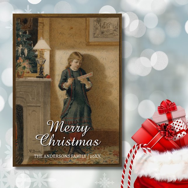 Cartes Pour Fêtes Annuelles Enfant Vintage nostalgique avec voeux de Noël (Créateur téléchargé)