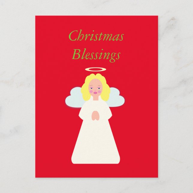 Cartes Pour Fêtes Annuelles Enfants Ange avec ailes de coeur et halo (Devant)