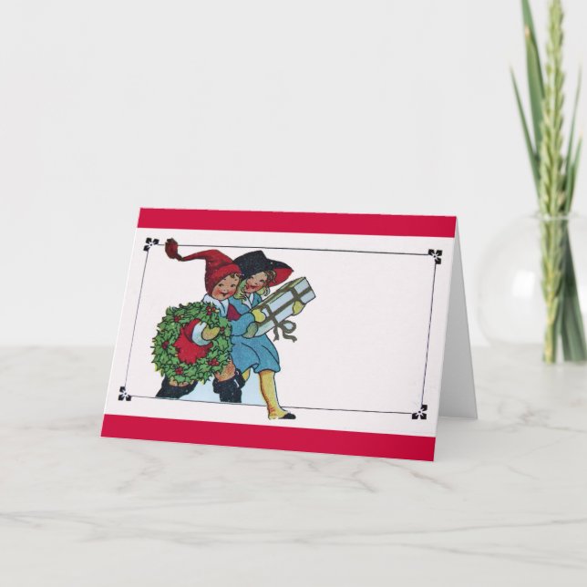 CARTES POUR FÊTES ANNUELLES ENFANTS AVEC CADEAUX DE NOËL (Devant)