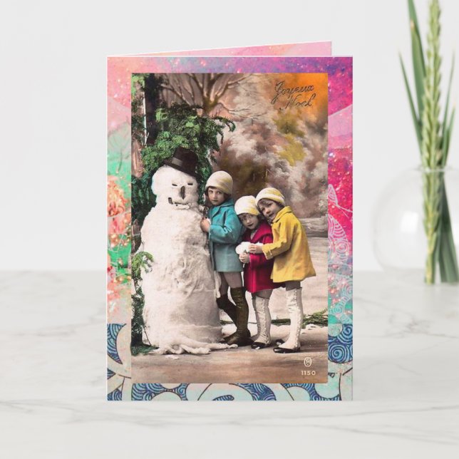 Cartes Pour Fêtes Annuelles Enfants Avec Snowman (Devant)