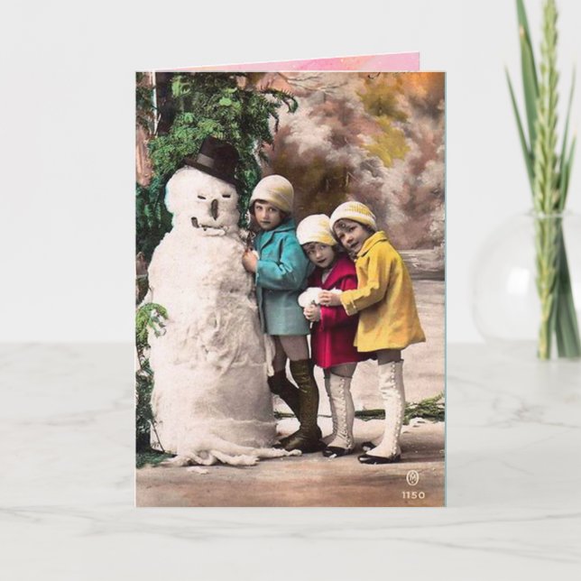 Cartes Pour Fêtes Annuelles Enfants Avec Snowman (Devant)