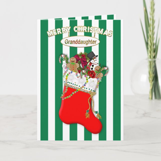 Cartes Pour Fêtes Annuelles Enfant's Christmas Stocking - Petite-fille - Bonbo (Devant)