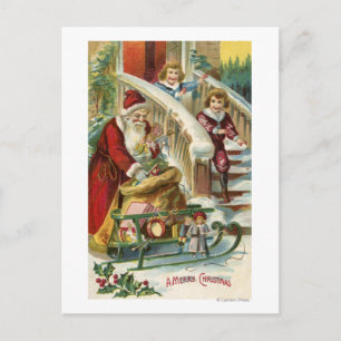 Cartes Pour Fêtes Annuelles Enfants courant pour saluer Père Noël
