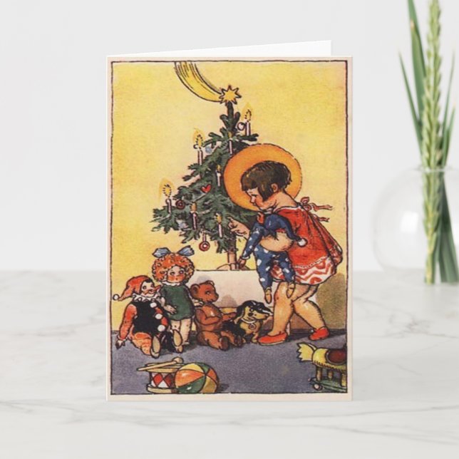 Cartes Pour Fêtes Annuelles Enfants Dans L'Arbre De Noël (Devant)