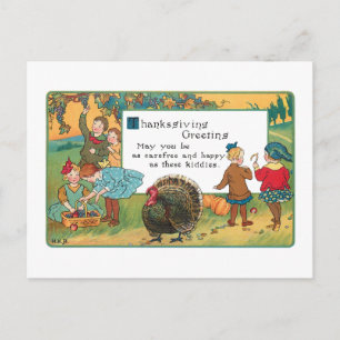 Cartes Pour Fêtes Annuelles Enfants de la récolte vintage et versets d'action 