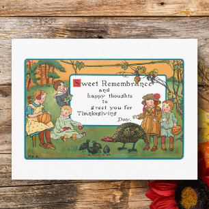 Cartes Pour Fêtes Annuelles Enfants de la récolte vintage et versets d'action 