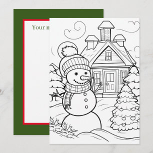 Cartes Pour Fêtes Annuelles Enfants de Noël colorier bonhomme de neige