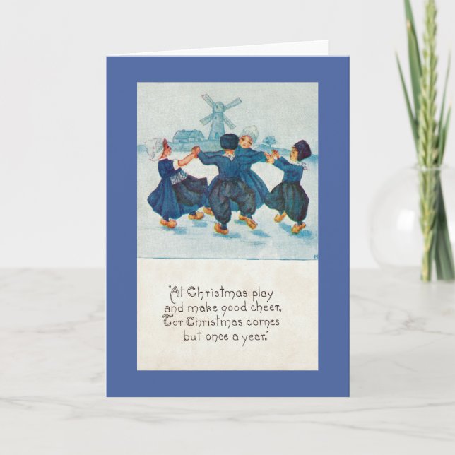 Cartes Pour Fêtes Annuelles Enfants de Noël hollandais dansant, personnalisabl (Devant)