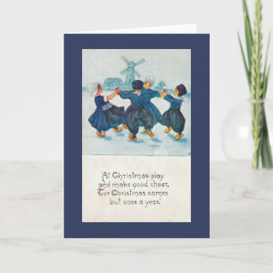 Cartes Pour Fêtes Annuelles Enfants de Noël hollandais dansant, personnalisabl