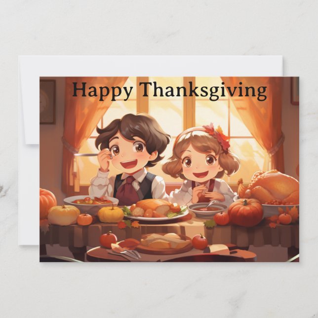 Cartes Pour Fêtes Annuelles Enfants de Thanksgiving 7 (Devant)