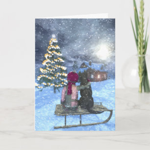 Cartes Pour Fêtes Annuelles Enfants et chiens à l'oeil pour Père Noël Christma