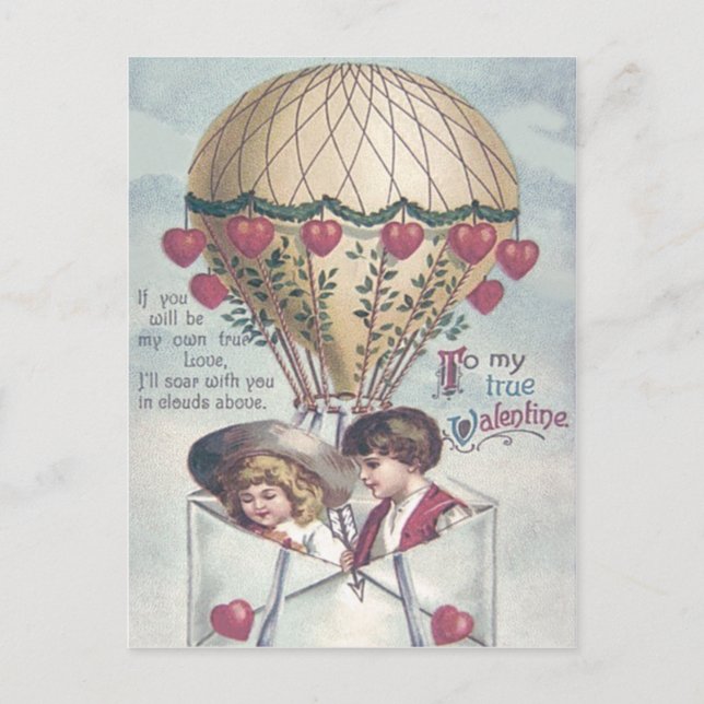 Cartes Pour Fêtes Annuelles Enfants Heart Hot Air Balloon Valentine (Devant)