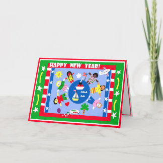 Cartes Pour Fêtes Annuelles Enfants multiculturels vous souhaitant un nouveau