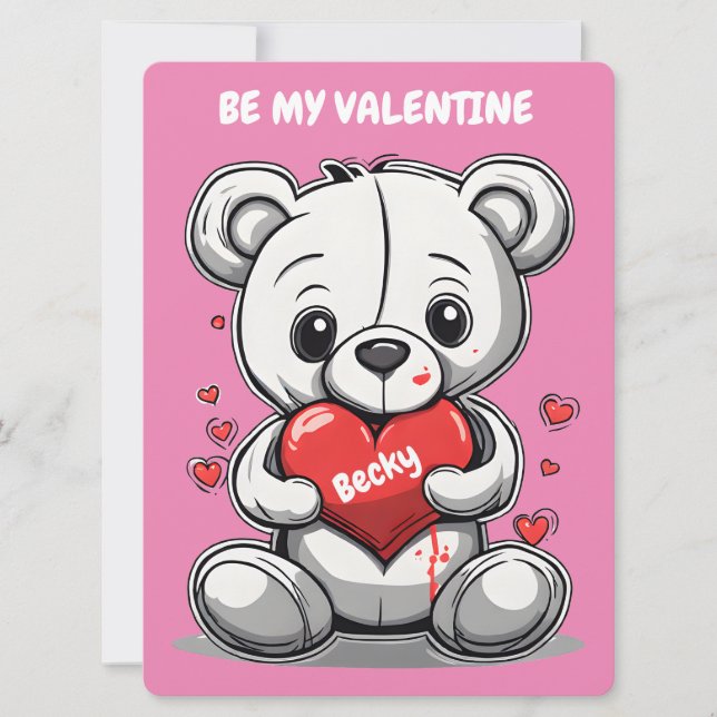 Cartes Pour Fêtes Annuelles Enfants Teddy Bear Saint Valentin (Devant)
