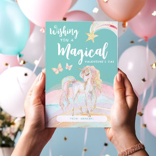 Cartes Pour Fêtes Annuelles Enfants Unicorn Magique Valentines