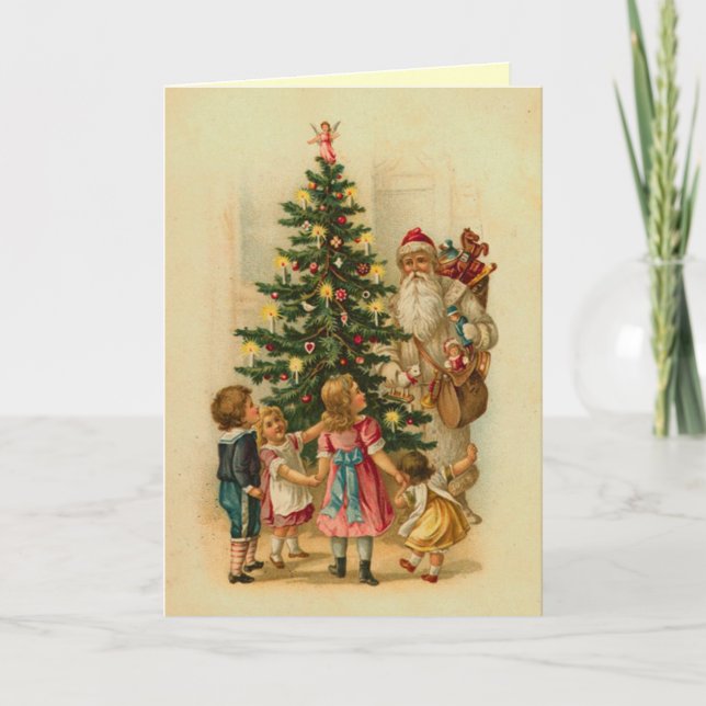 Cartes Pour Fêtes Annuelles Enfants victoriens Noël matin (Devant)