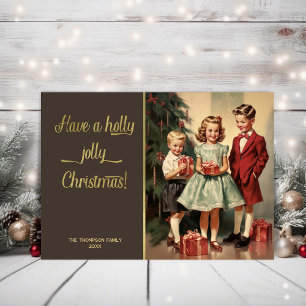 Cartes Pour Fêtes Annuelles Enfants vintages avec cadeaux