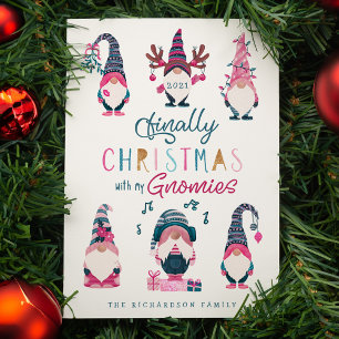 Cartes Pour Fêtes Annuelles Enfin Noël Avec Mes Gnomies Drôle Gnomes
