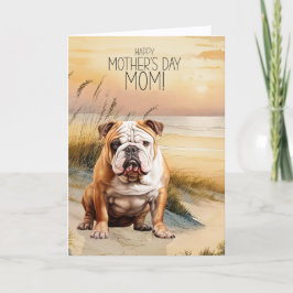 Cartes Pour Fêtes Annuelles English Bulldog Sunset Beach Mother's Day