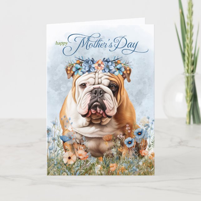 Cartes Pour Fêtes Annuelles English Bulldog Wildflowers Mother's Day (Devant)