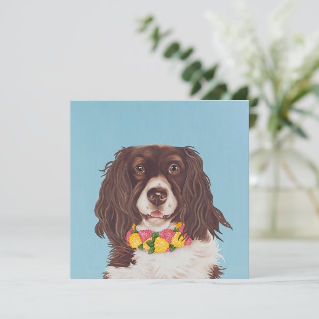 Cartes Pour Fêtes Annuelles English Springer with Lantana Collar (Debout devant)