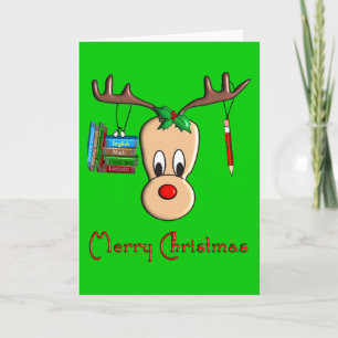 Cartes Pour Fêtes Annuelles Enseignant Noël Reindeer—Cadeaux adorables