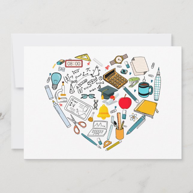 Cartes Pour Fêtes Annuelles Enseignant Professeur Outil Coeur (Devant)