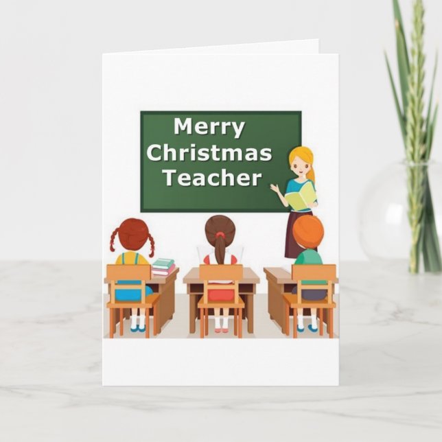 CARTES POUR FÊTES ANNUELLES ***ENSEIGNANTE FEMME*** À NOËL *BEAUX MOTS* (Devant)