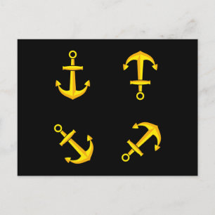 Cartes Pour Fêtes Annuelles Ensemble d'Ancres en bateau doré