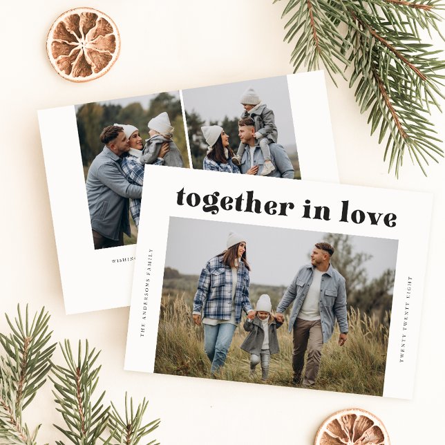 Cartes Pour Fêtes Annuelles Ensemble dans l'amour moderne Trois photos Noël (Créateur téléchargé)