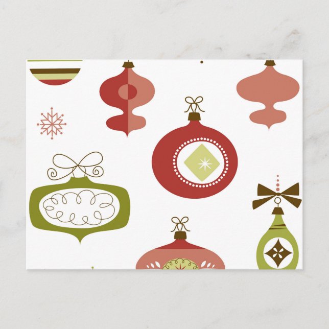 Cartes Pour Fêtes Annuelles Ensemble d'ornements de Noël rétro (Devant)