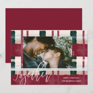 Cartes Pour Fêtes Annuelles Ensemble moderne rouge et vert aquarelle photo pli