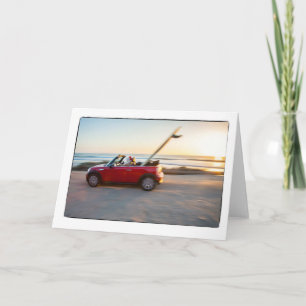 Cartes Pour Fêtes Annuelles Entraînement de Père Noël mini à la plage avec une