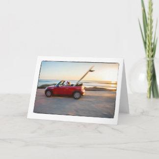 Cartes Pour Fêtes Annuelles Entraînement de Père Noël mini à la plage avec une