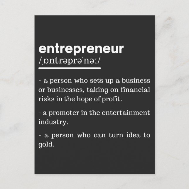 Cartes Pour Fêtes Annuelles Entrepreneur Définition Amusant Propriétaire d'ent (Devant)