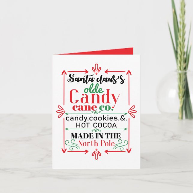 Cartes Pour Fêtes Annuelles entreprise de canne à bonbons festive Santa ajoute (Devant)