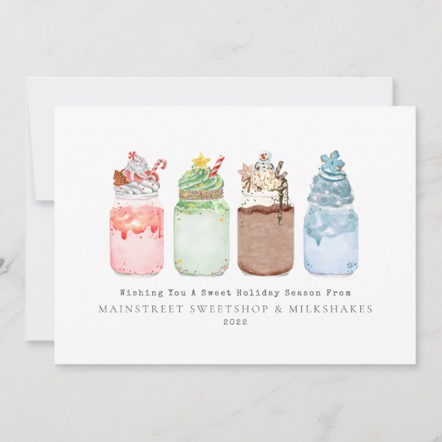 Cartes Pour Fêtes Annuelles Entreprise de Crèmes Glacées Milkshakes de Noël (Devant)