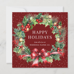 Cartes Pour Fêtes Annuelles Entreprise de neige botanique rouge