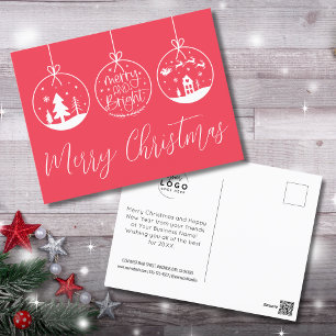 Cartes Pour Fêtes Annuelles Entreprise de Noël Rouge Joyeuse et Lumineuse