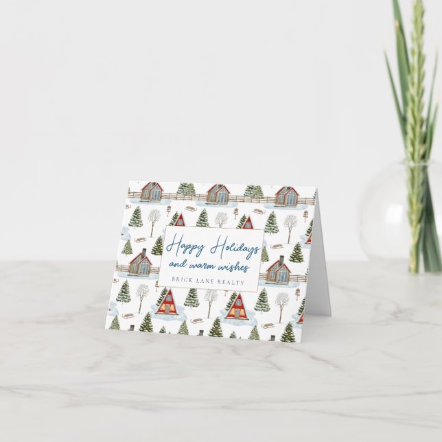 Cartes Pour Fêtes Annuelles Entreprise immobilière chalet cosy  (Devant)