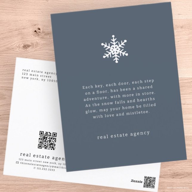 Cartes Pour Fêtes Annuelles Entreprise immobilière de Snowflake moderne (Créateur téléchargé)