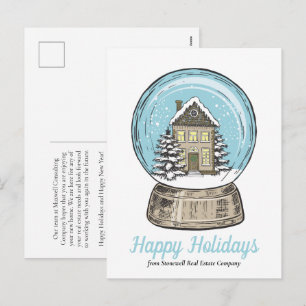Cartes Pour Fêtes Annuelles Entreprise immobilière mignonne boule à neige de N