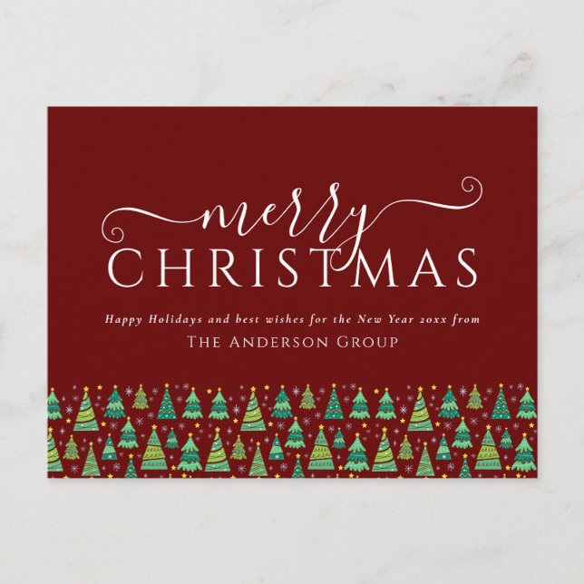 Cartes Pour Fêtes Annuelles Entreprise Joyeux Noël Arbres (Devant)