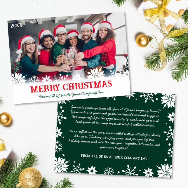 Cartes Pour Fêtes Annuelles Entreprise Joyeux Noël Photo (Corporate Business Merry Christmas Photo Holiday Card)