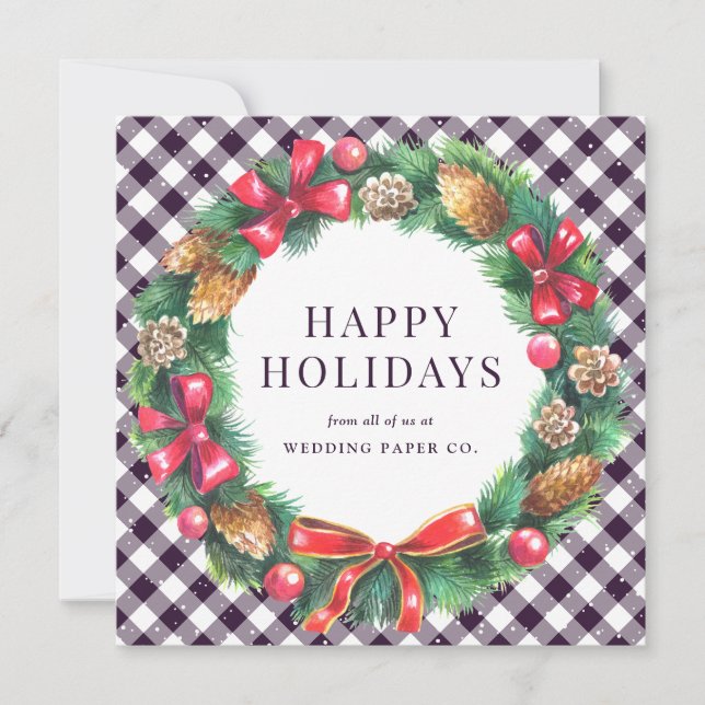 Cartes Pour Fêtes Annuelles Entreprise moderne Courbe de Noël pourpre (Devant)