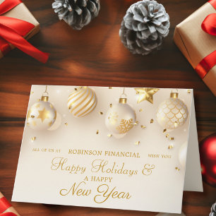 Cartes Pour Fêtes Annuelles Entreprise Noël Gold Script